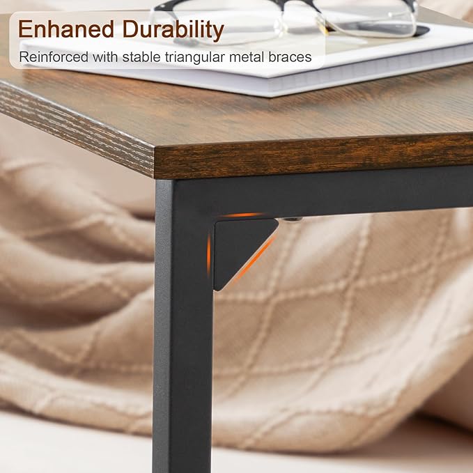AMHANCIBLE C Shaped End Tables Set of 2, Couch Side Tables that Slide Under Sofa