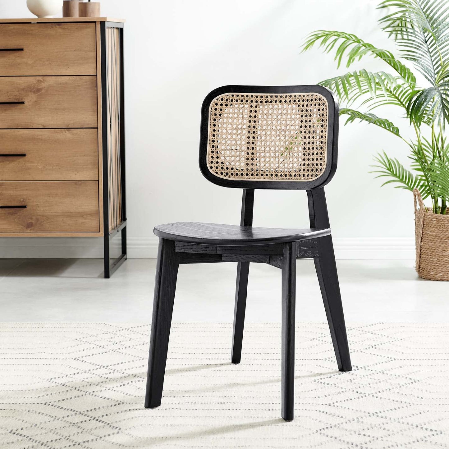 Modway EEI-6077-BLK Habitat Wood Dining Side Chair Set of 2, Black