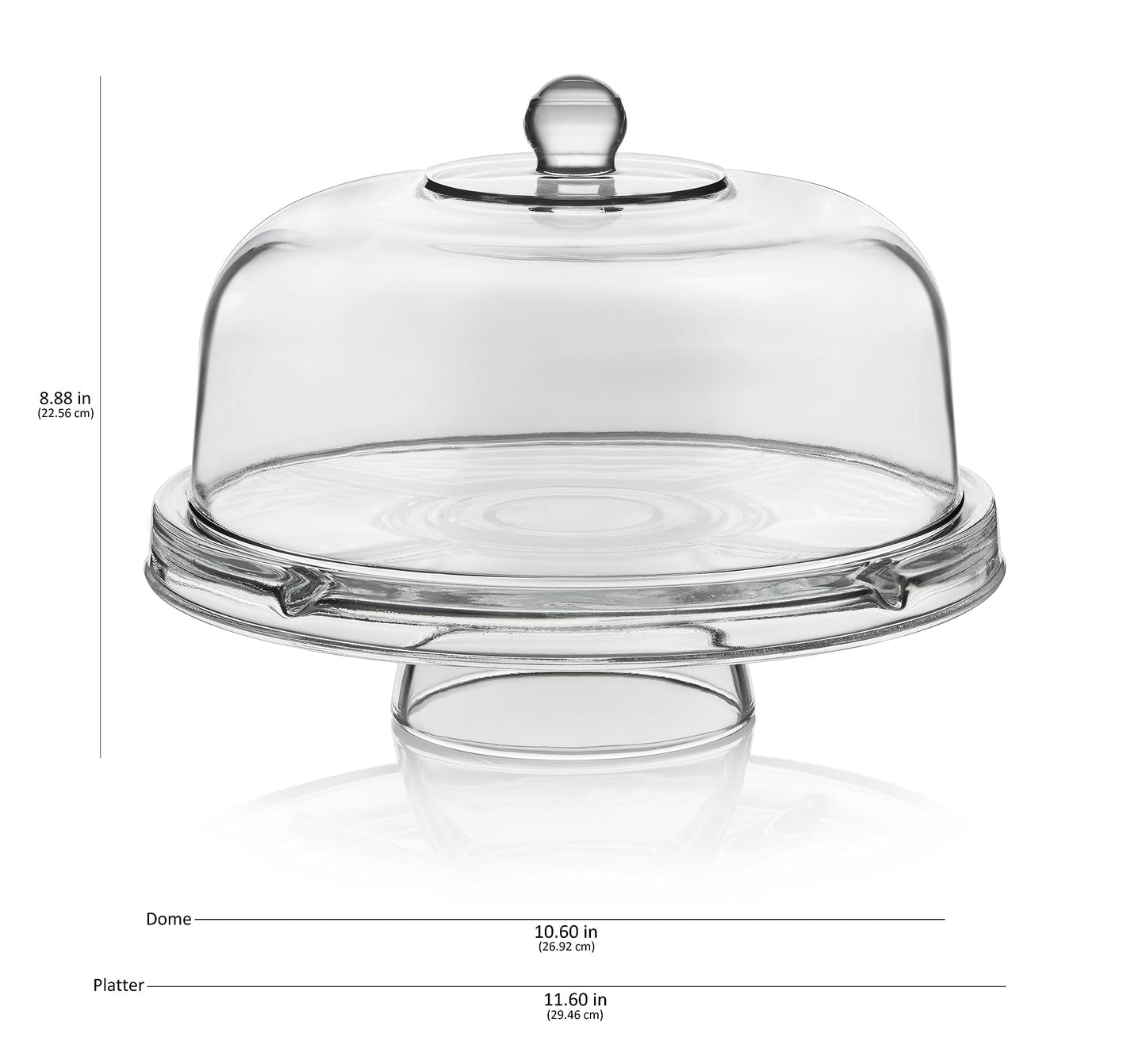 Libbey Selene 6-in-1 Domed Cake Stand, Unique Space Saving Glass Cake Stand with Dome, Multi-Purpose Dip Bowl To Serve Snacks and More