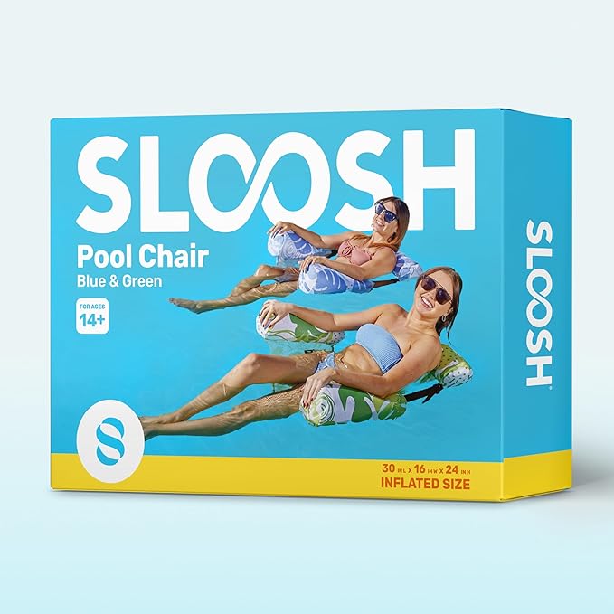 SLOOSH Inflatable Pool Floats Adult, 2 Packs Floating Lounge Chairs, Blow up
