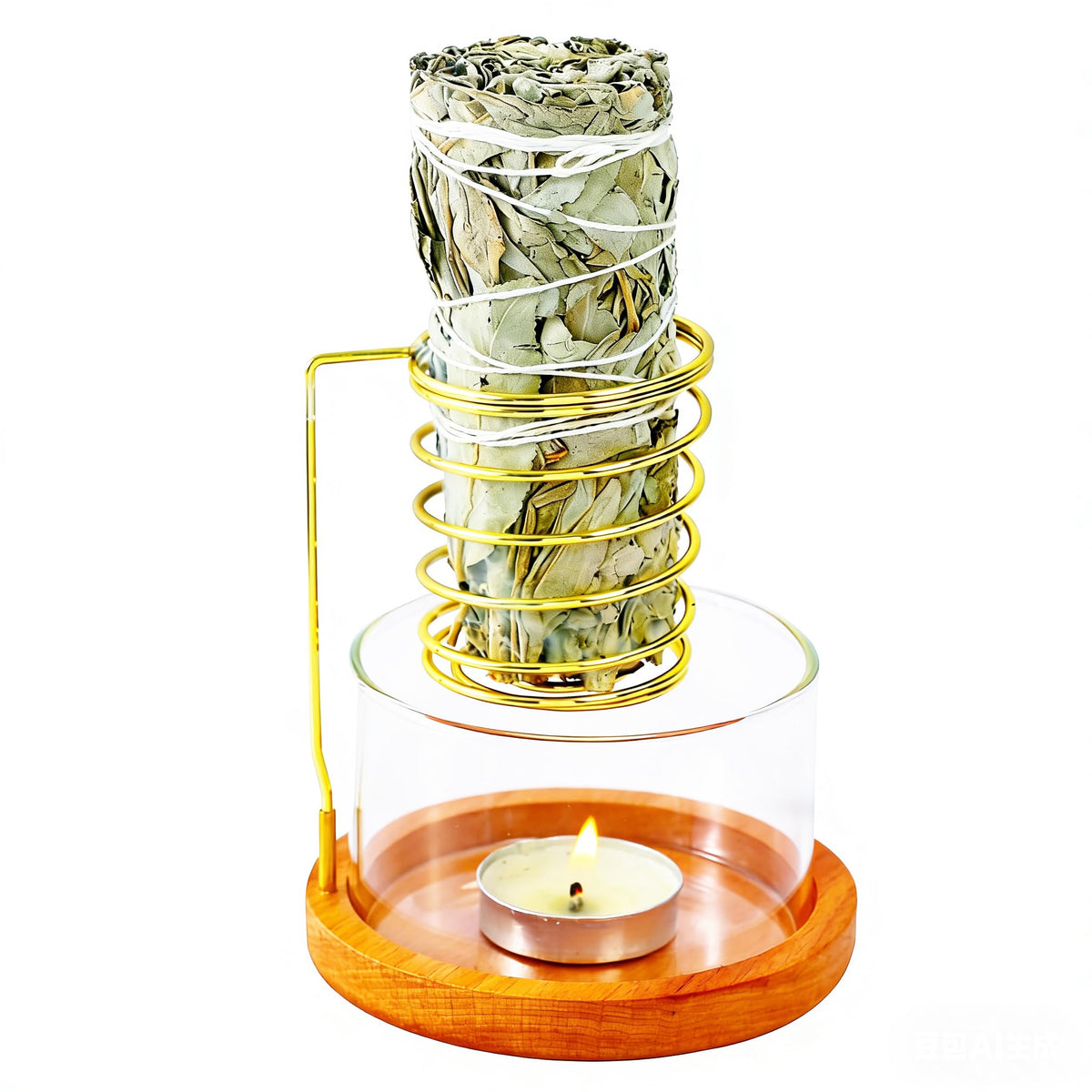 CrysDeco 2 in 1 Incense Holder for Burning Palo Santo & Sage Sticks, Lasting Burning Upside Down Palo Santo and Sage Burner Smudge Bowl for Yoga Meditation Spiritual Altar, Ash-Free, Wind-Resistant