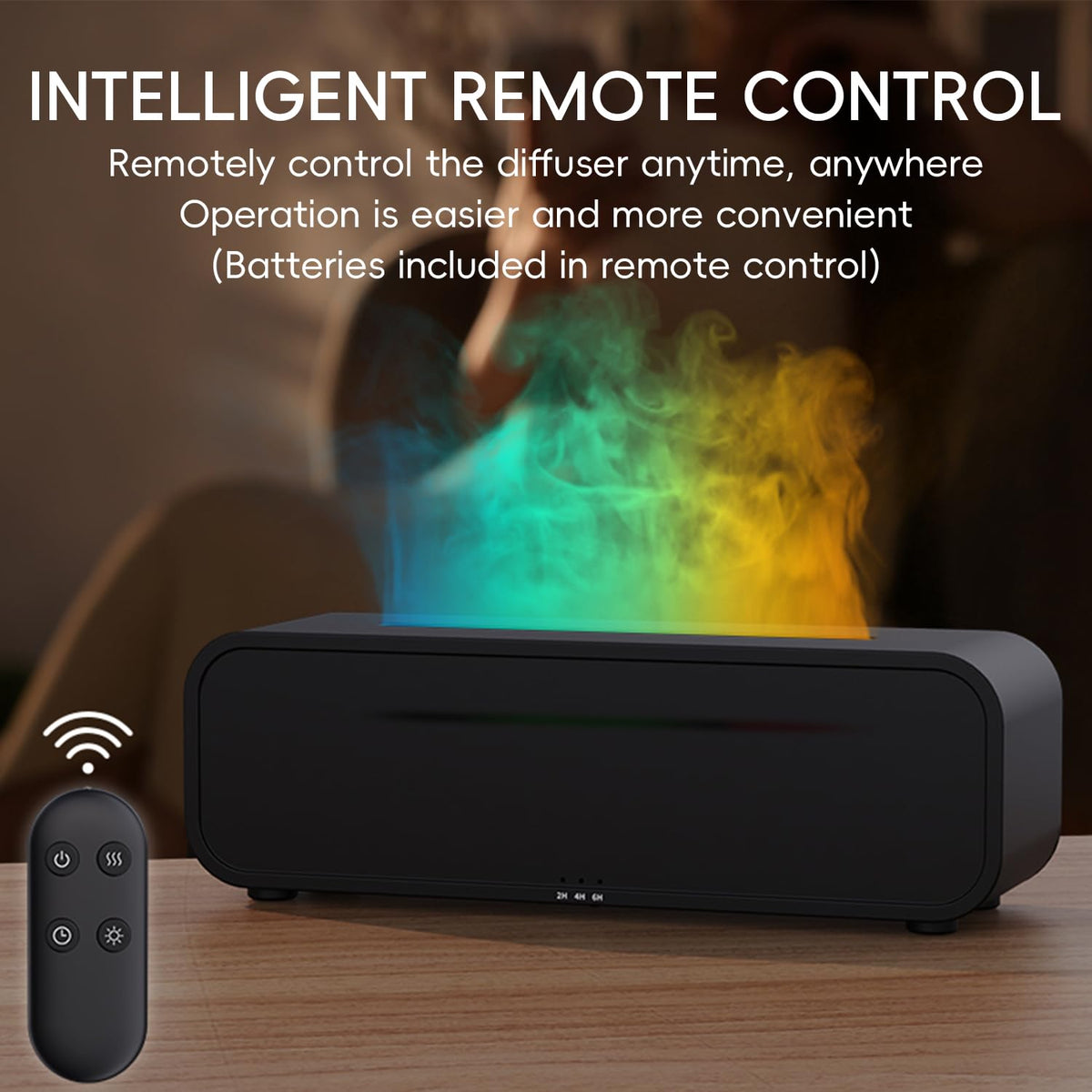YALEDI Essential Oil Diffuser, Flame Fire Oil Diffuser, 250ml Cool Mist Aromatherapy Humidifier, Scent Aroma Diffuser with 7 Colors Light, Remote Control, Timer & Auto-Off for Home Room (Black)