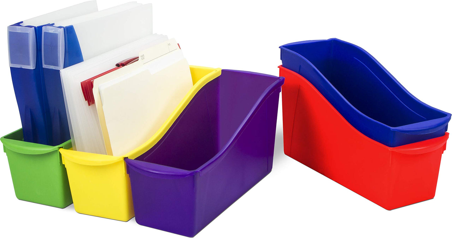 Storex Large Book Bin, 14.3 x 5.3 x 7", Mauve, Case of 6 (71192U06C)
