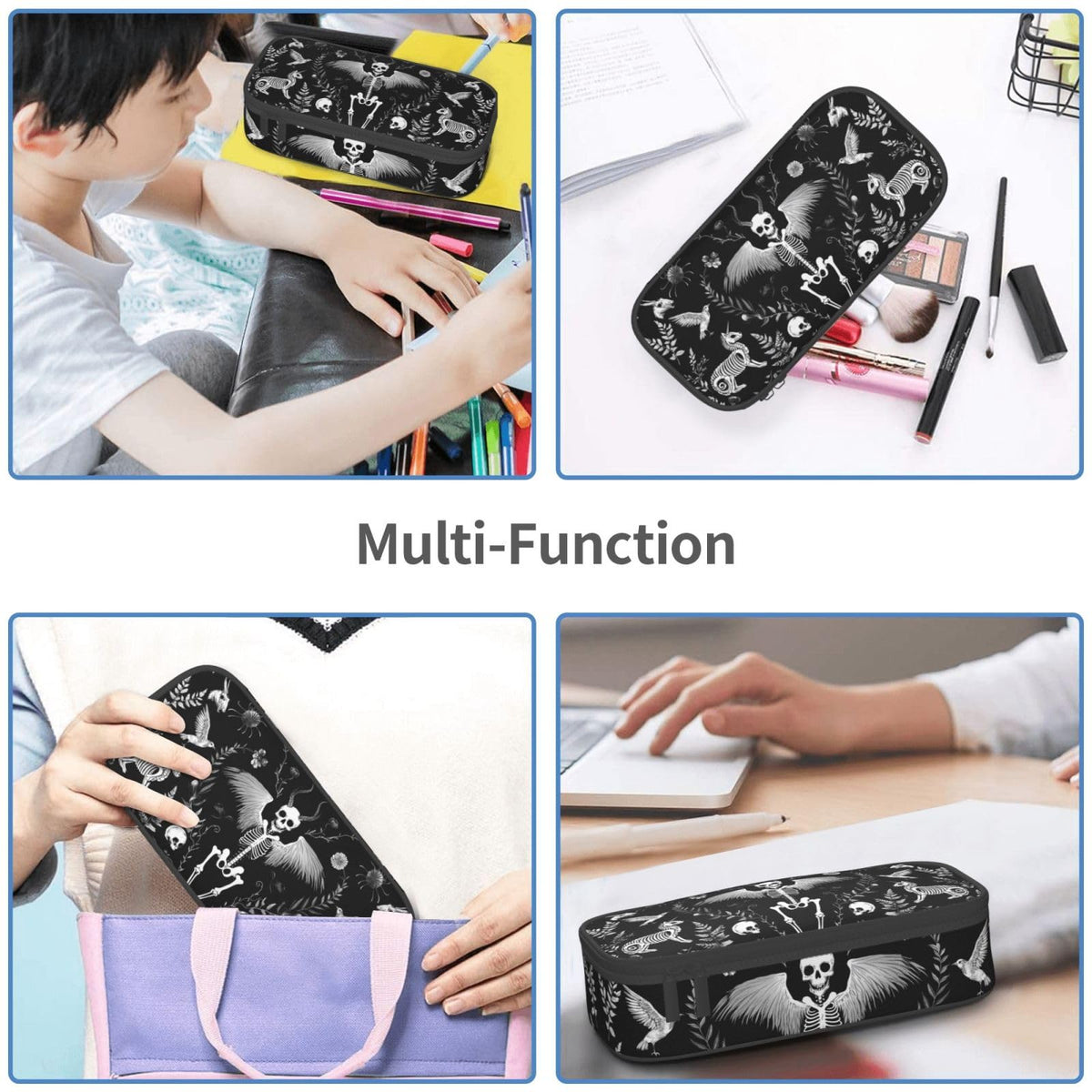 Droerfes Goth Skull Pencil Case Pencil Pouch Large Capacity Pen Bag School Office Organizer Stationery Storage Box For Girls Boys Teen Kids