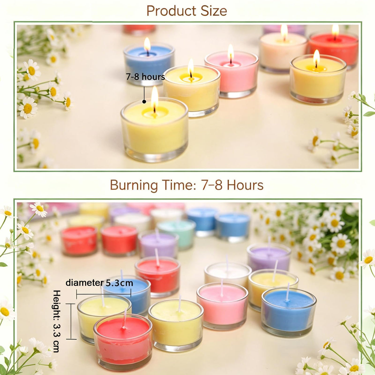 7–8 Hour Long-Burning Scented Tea Lights (6-Pack) — Assorted Scented Candles in Glass Cups | Smokeless & Aromatic — Ideal for Home, Weddings, Parties, and Gifting (Red)
