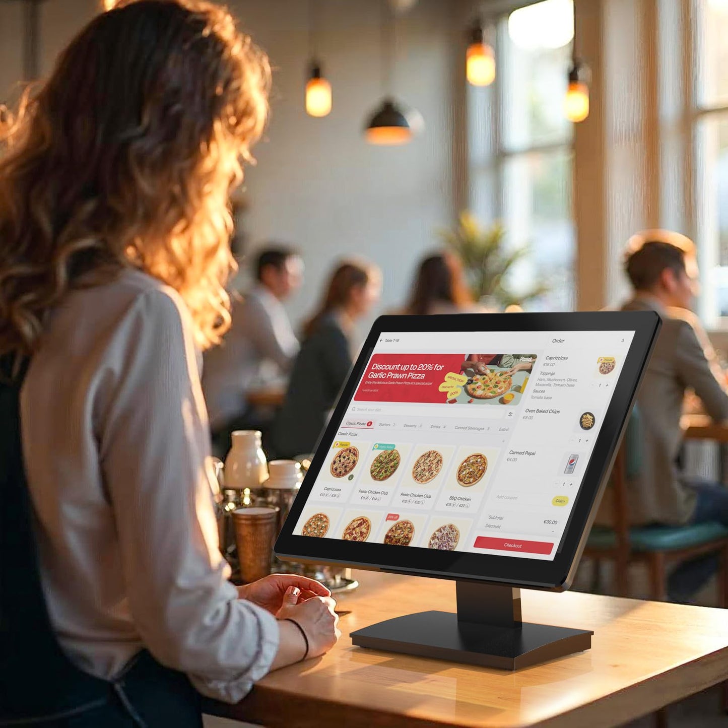 NewHail 19 inch POS Touch Screen Monitor, Full HD 1280 x 1024 Capacitive Touchscreen with HDMI/VGA Input, Heavy-Duty Metal Stand, for Retail, Restaurant, Bar, Gym, Warehouse and POS System