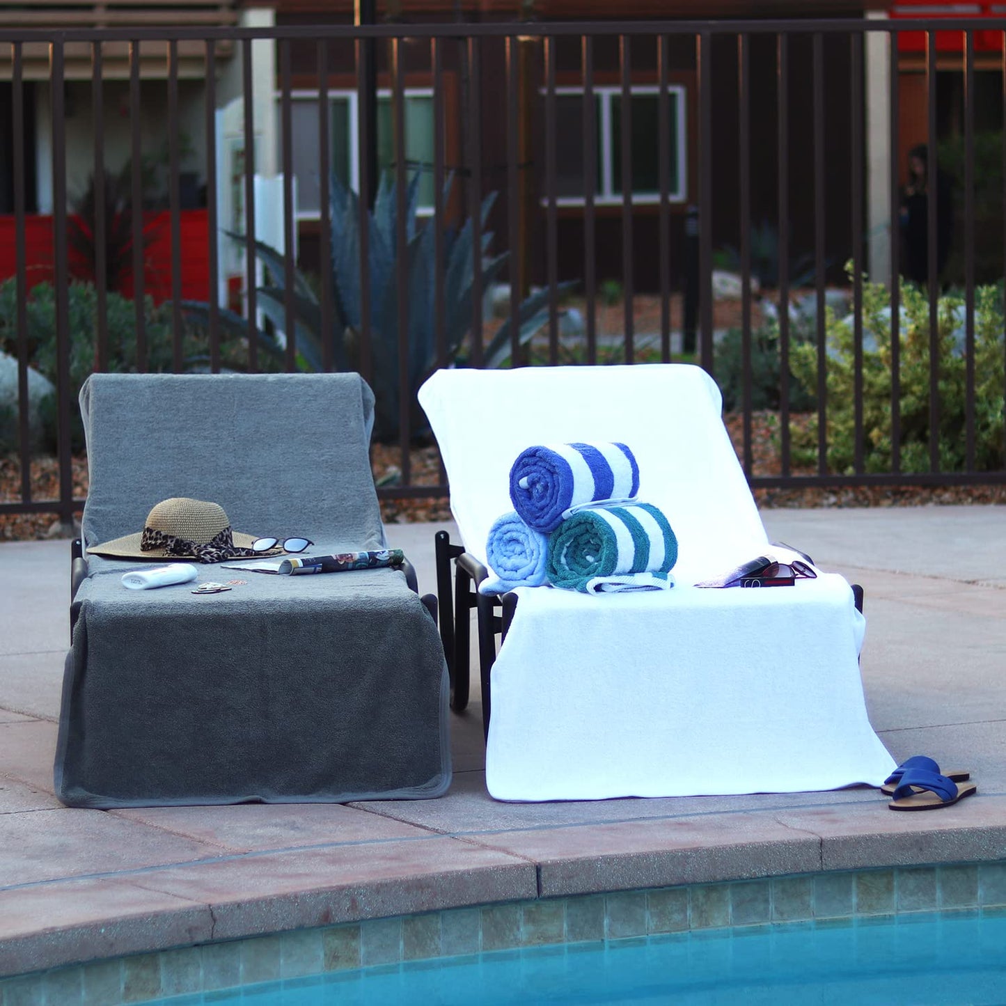 Luxury Hotel & Spa Towel Pool Chair Lounge Cover 100% Cotton | Soft Ring-Spun Cotton | Premium Quality | Absorbent | Oversized | Quick-Drying | Beach | Resort | Vacation | Beach Club | Poolside,Gray