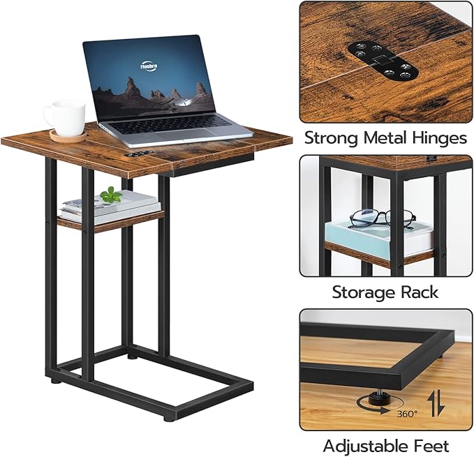 HOOBRO Foldable C Shaped End Table, C Shaped Side Table