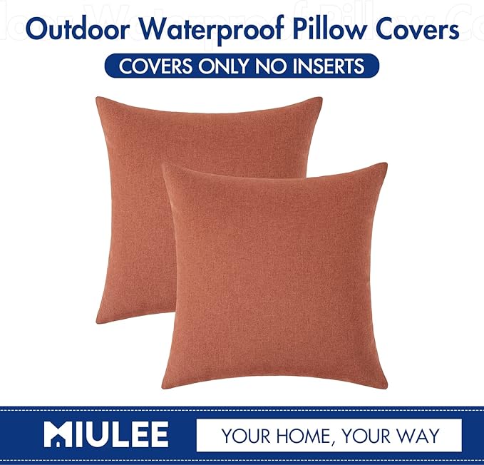 MIULEE Pack of 2 Decorative Outdoor Solid Waterproof Throw Pillow Covers Spring