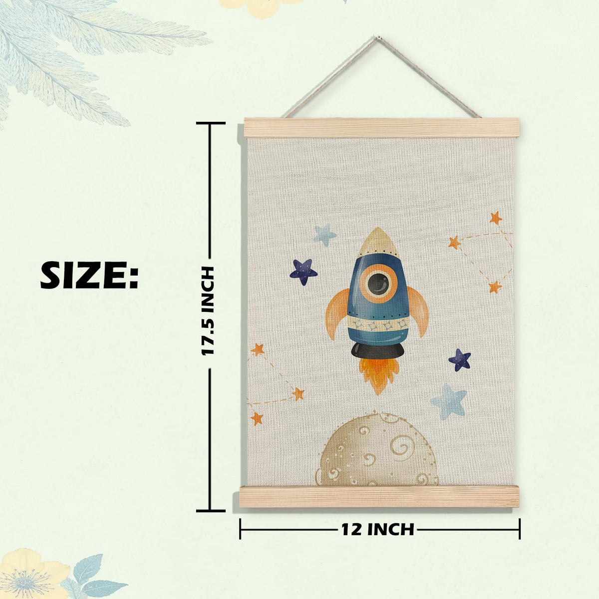 BearCake Boys Space Earth Nursery Wall Decor Art Poster Hanger Frame, Space Canvas Prints Framed Wall Decor for Classroom Toddler Boys Room Nursery Playroom, 12x16 Inch