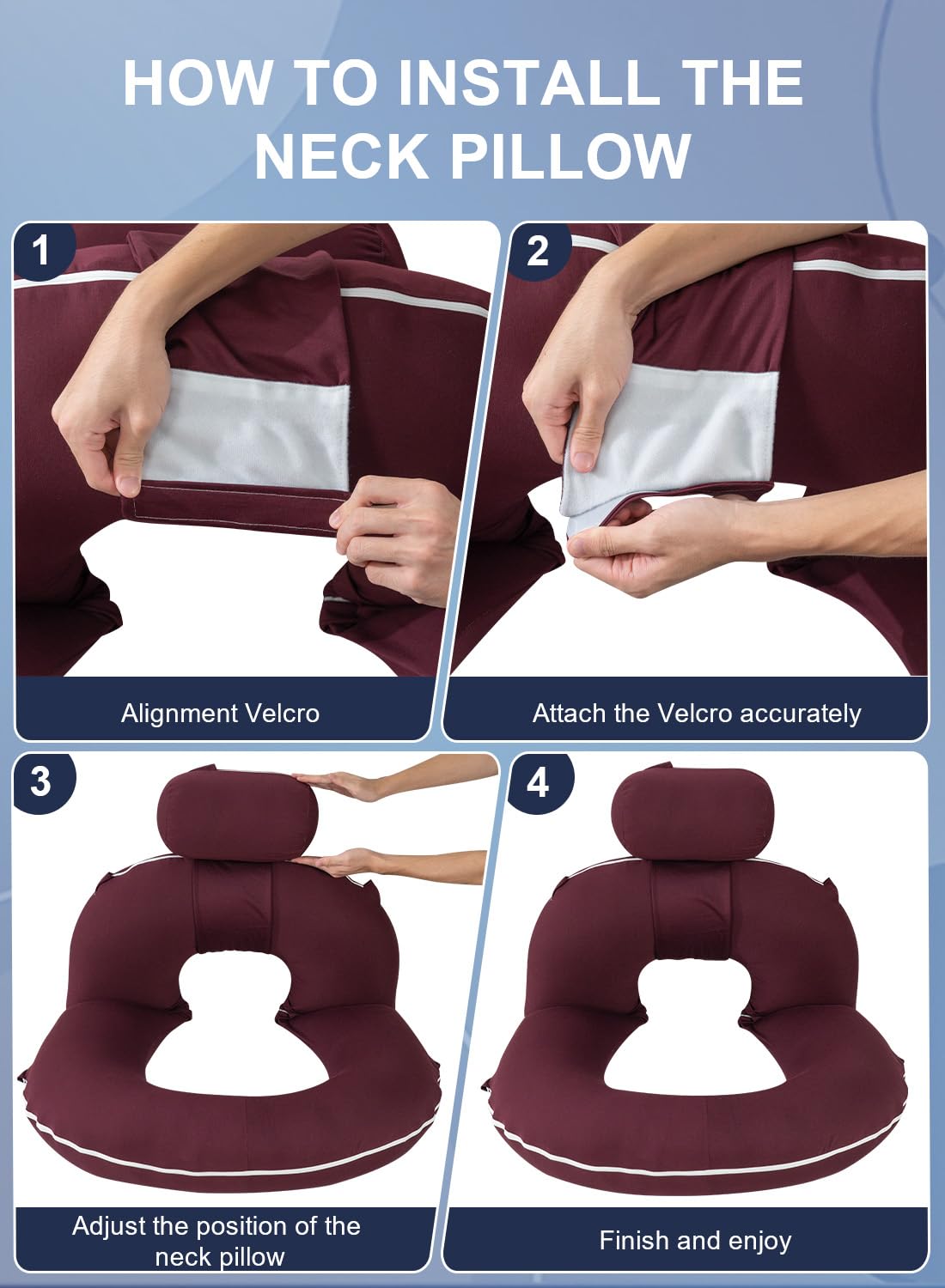 INSEN Reading Pillow, Back Pillow for Sitting in Bed for Reading, Nurse & Relax, Reading Pillow for Adults, Moms & Kids, Sit Up Pillow for Bed, Dark Purple