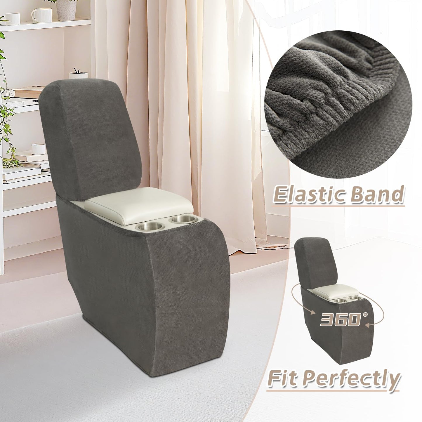 Arfntevss Sectional Recliner Couch Covers Velvet Corner Sectional Sofa Cover for Reclining Couch Stretch L Shape Recliner Slipcover Washable Middle Console Protector (1 Console Cover, Dark Gray)