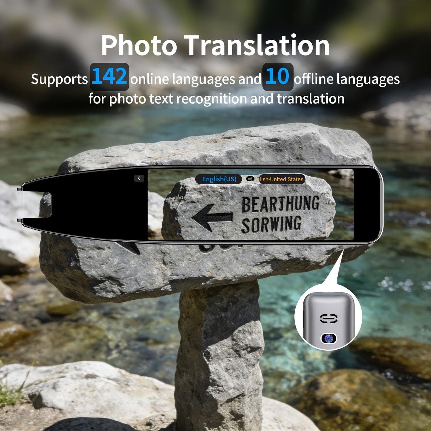 Scan Translation Pen – Dyslexia Tools with 142 Online/10 Offline Languages, Speech & Scan-to-Text Reading Pen for Learning Difficulties, Language Learners, Elderly & Travelers 