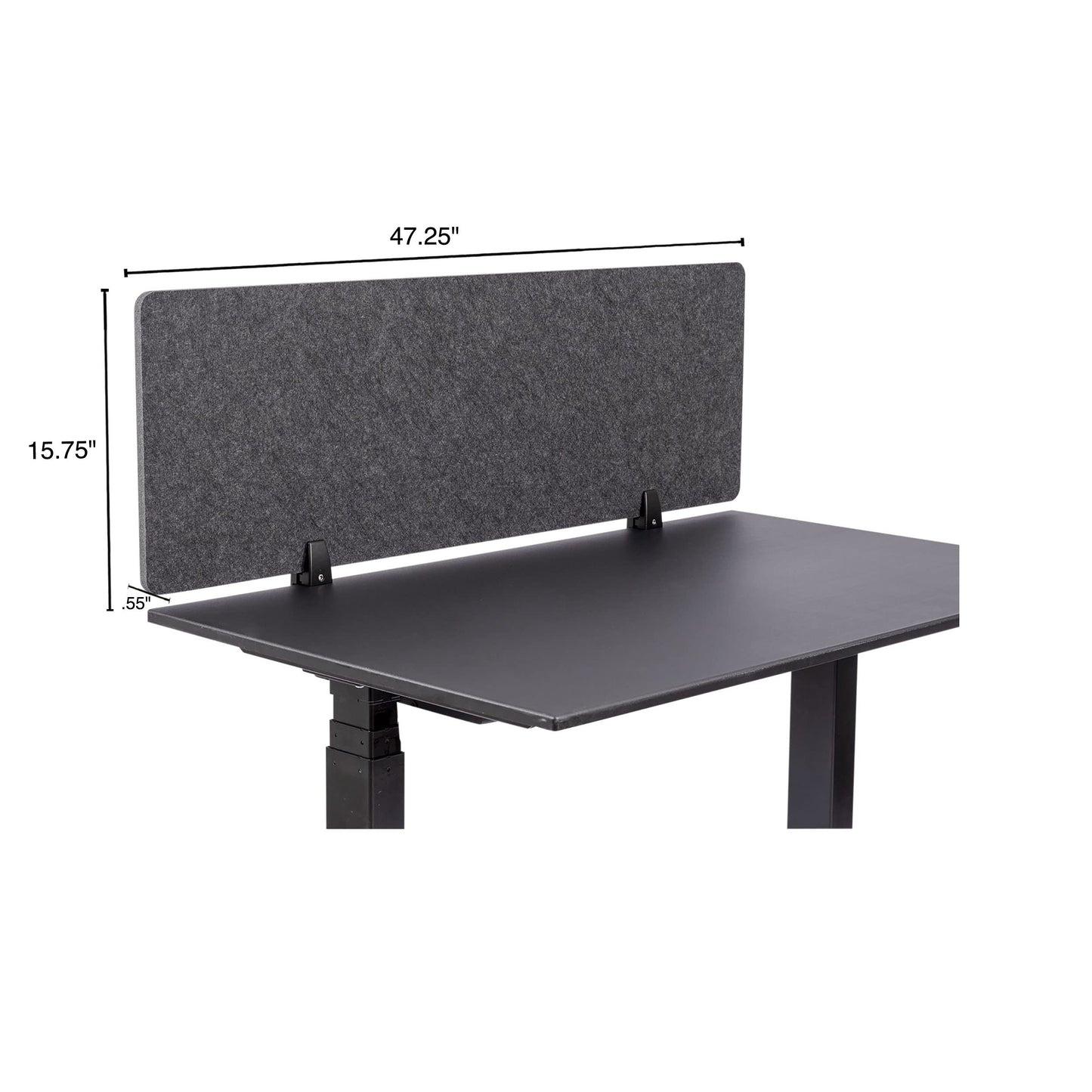 Stand Up Desk Store ReFocus Raw Clamp-On Acoustic Desk Divider Mounted Privacy Panel to Reduce Noise and Visual Distractions (Anthracite Gray, 47.25" x 16")