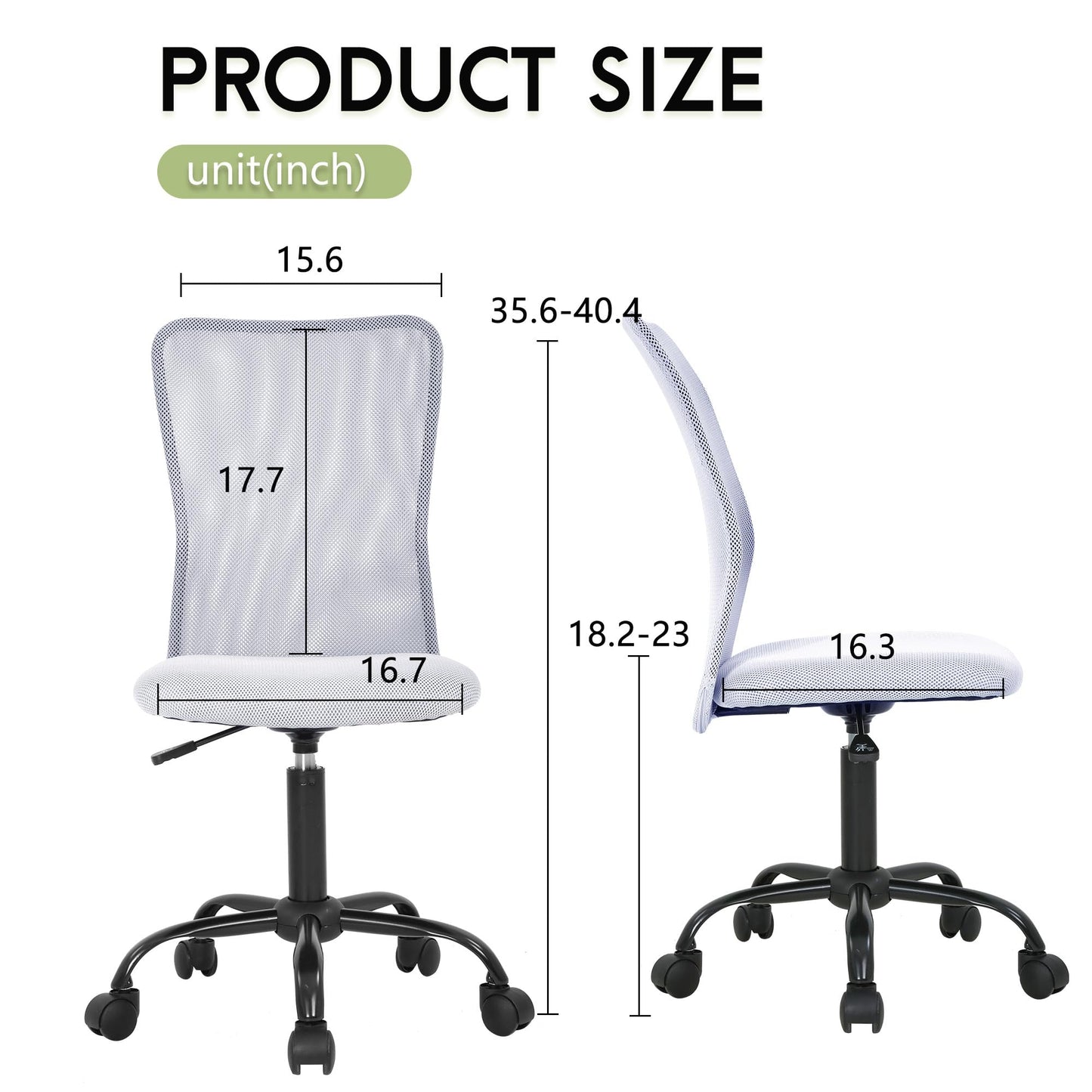 BestOffice Ergonomic Office Chair Desk Chair Mesh Computer Chair Armless Back Support Modern Executive Rolling Swivel Chair with Lumbar Support(Grey)