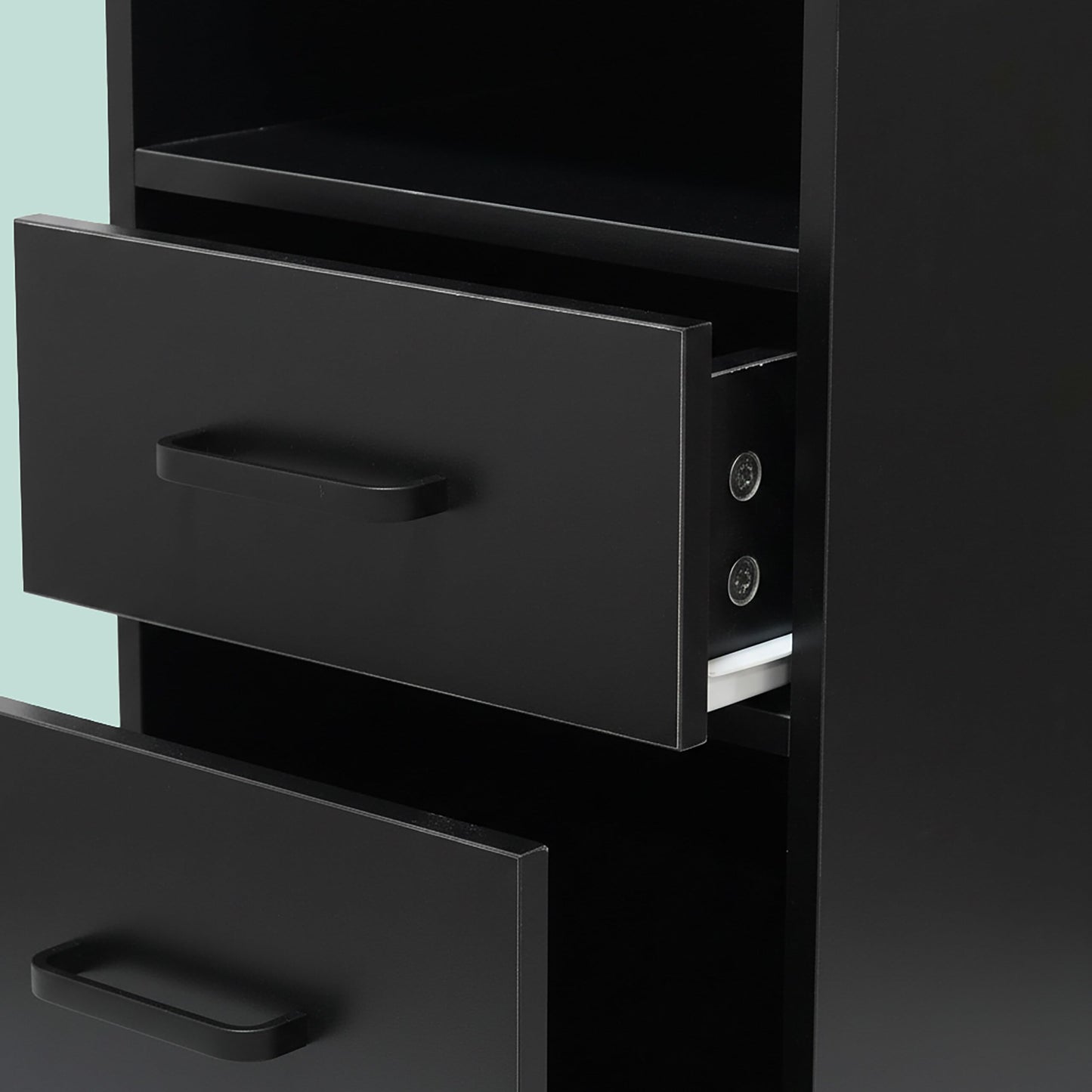 Relaxdays Mobile Pedestal with 2 Drawers and 3 Compartments, MDF, 65x30x60 cm, Black