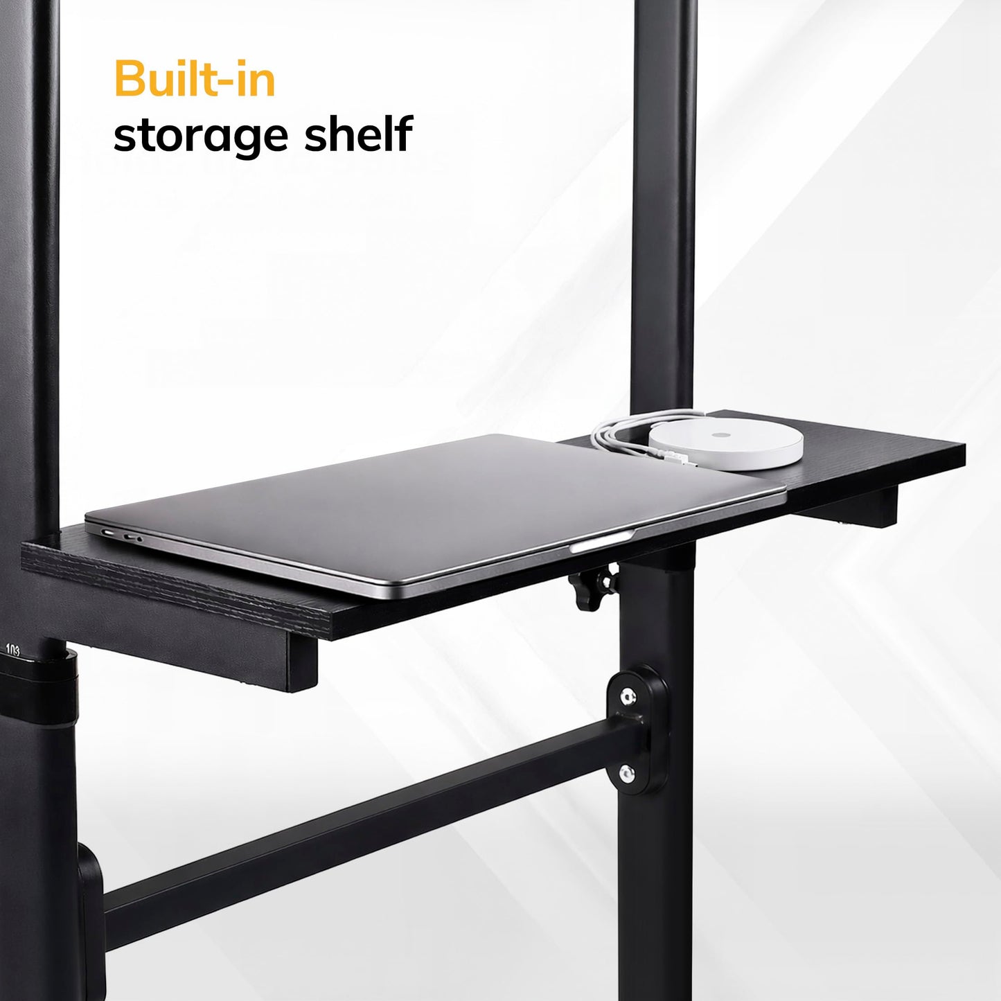 Mount-It! Portable Standing Desk with Wheels, Rolling Mobile Laptop Desk, Height Adjustable Sit Stand Workstation (41.3″–50″), Small Compact Mobile Lectern Podium for Home Office, Classroom & Training