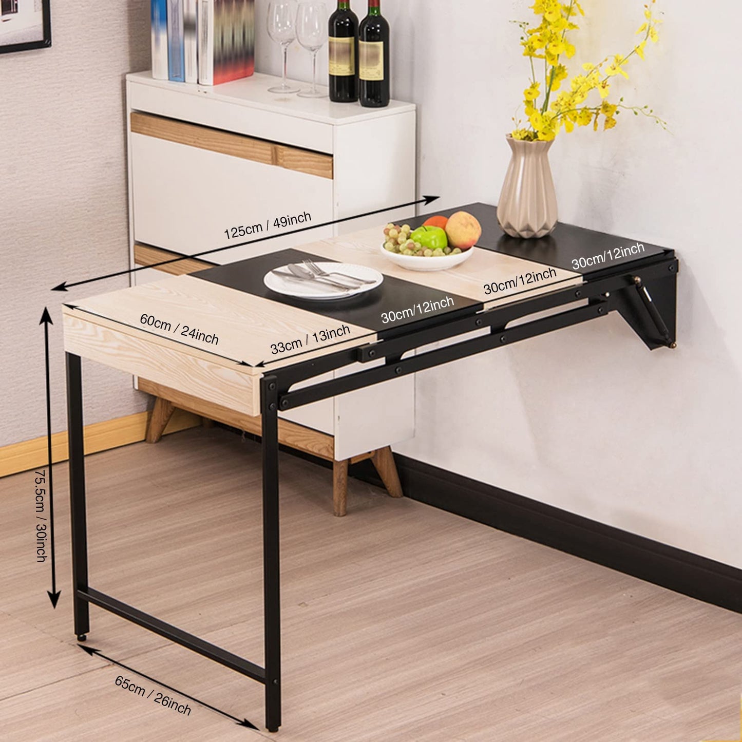 Wall Mounted Folding Desk, Space-Saving Murphy Table, Multi-Functional Workstation, Convertible Floating Shelves, Wooden Laundry & Dining Table, Stylish and Practical Home Office Solution