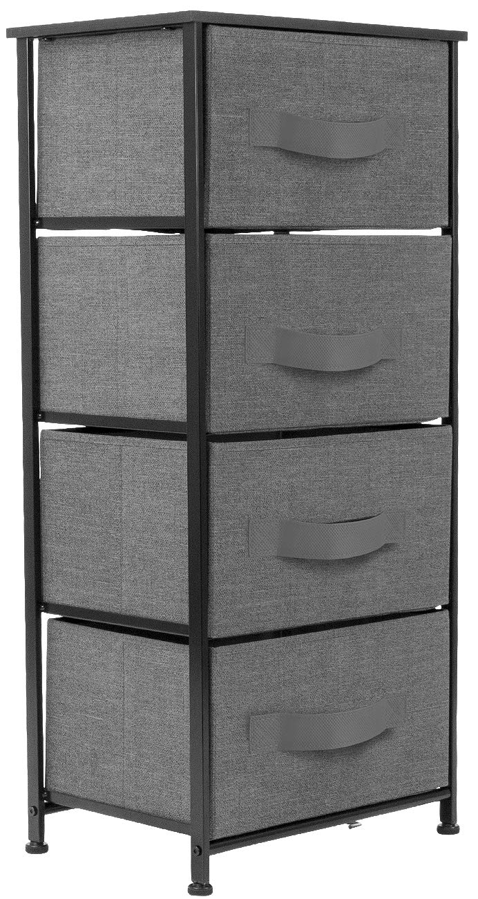 Sorbus Nightstand with 4 Drawers - Bedside Furniture & Night Stand End Table Dresser with Steel Frame, Wood Top, Easy Pull Fabric Bins for Home, Bedroom Accessories, Office & Dorm