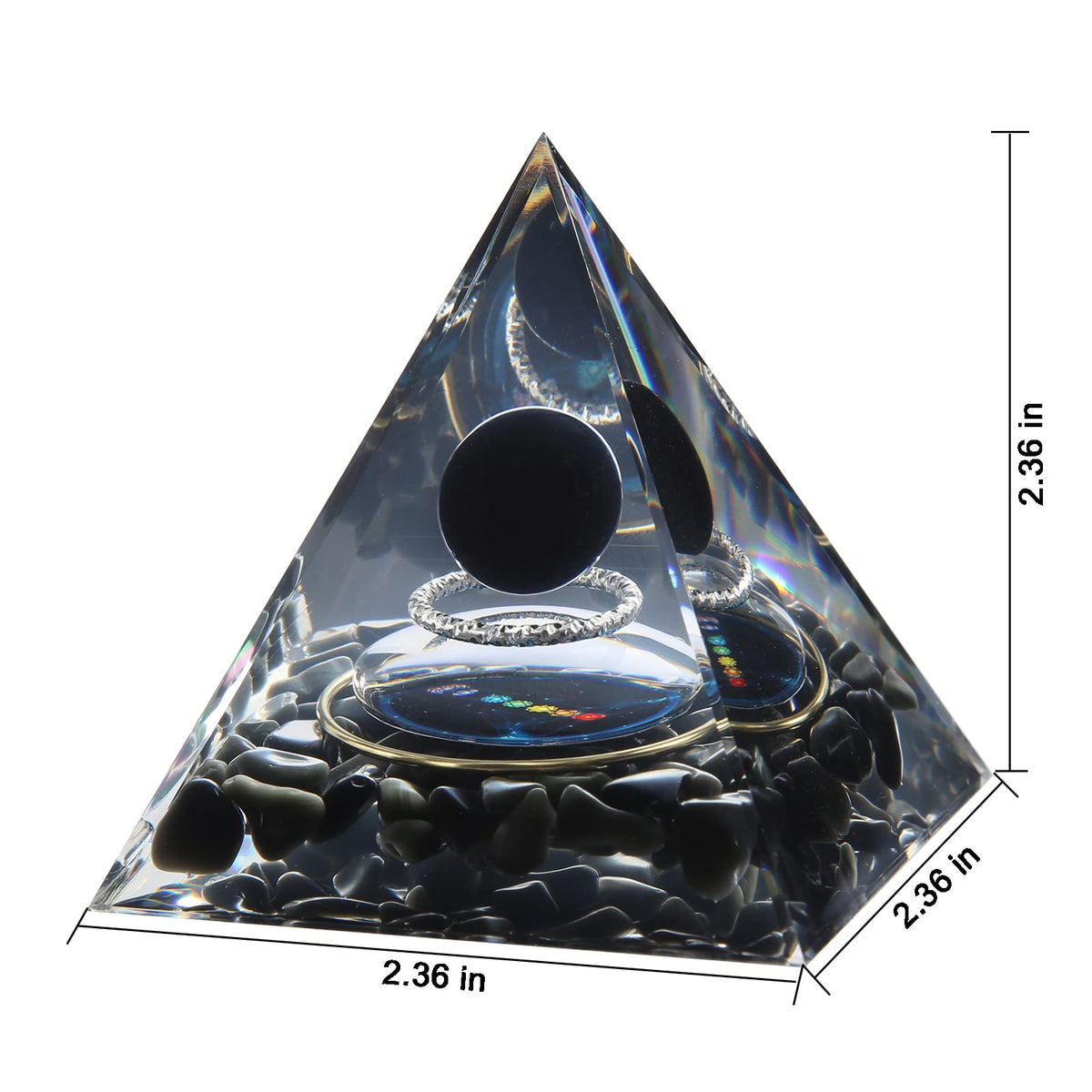 Orgone Pyramid - Positive Energy Source for Meditation, Stress Relief, Wealth Attraction | Crystal Pyramid Orgonite with Protection Crystals | Ideal Energy Generator & Stylish Room Decor