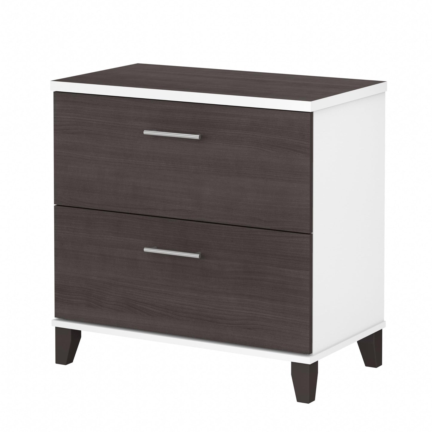 Bush Home 2 Drawer Lateral File Cabinet, Letter and Legal-Size Document Storage for Home or Professional Office, Somerset Collection, White and Storm Gray