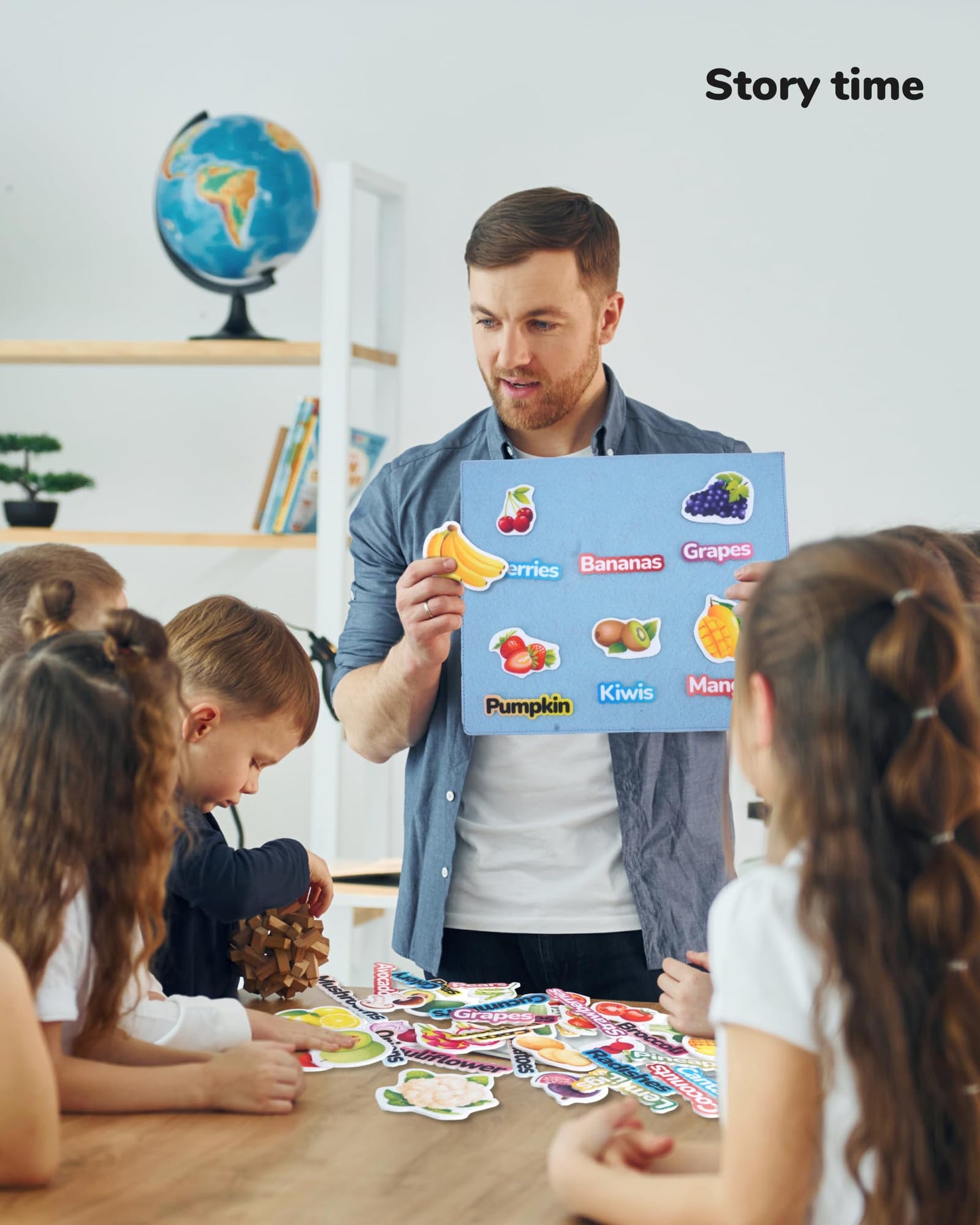 CHEFAN Foldable Felt Board for Toddlers 22 x 13, Freestanding Flannel Board for Kids, Preschool Classroom and Daycare Storytelling Display, Compatible with Felt Set, Blue