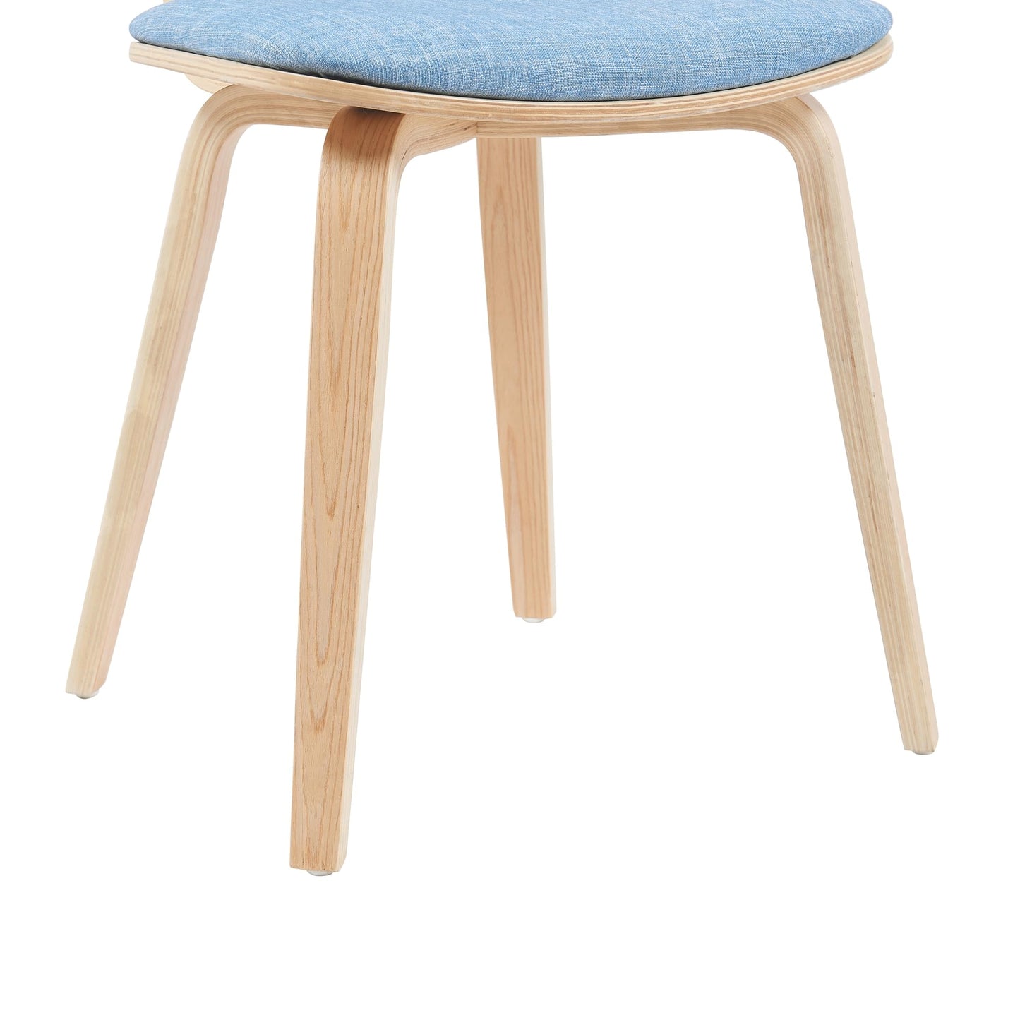 Armen Living Jaguar Mid-Century Dining Chair with Light Blue Fabric Upholstered Seat and Patterned Oak Wood Finish