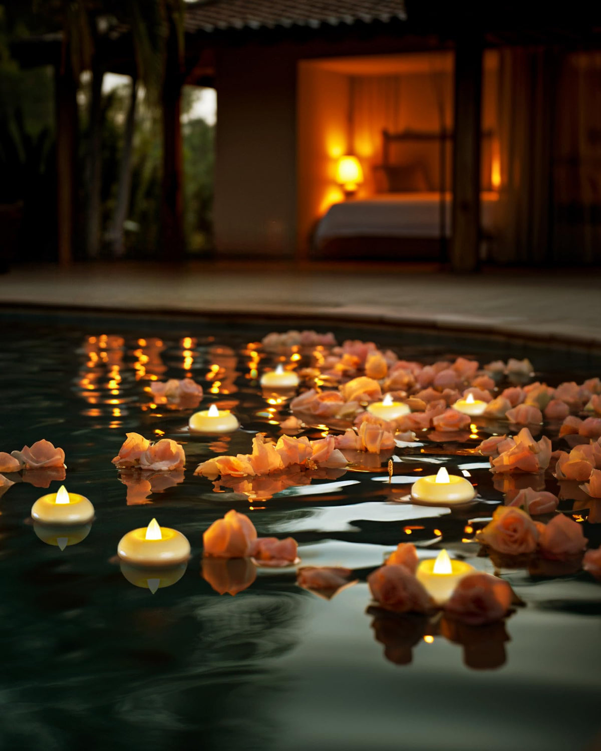 Homemory 12 Pack 2ā Flameless Led Floating Candles, 200 Hour Battery Operated Flickering Waterproof Tealights for Cylinder Vases, Centerpieces at Wedding, Party, Pool, Holiday (Ivory Base)
