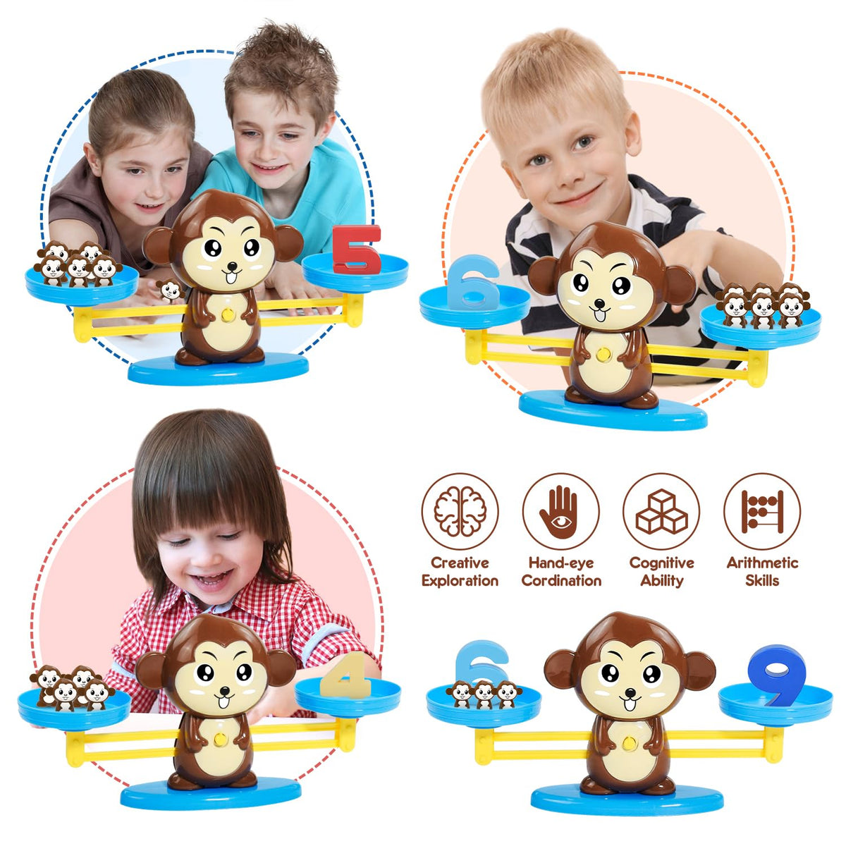 BAKAM Penguin Math Balance Scale, Toddler Counting Toys for 3 4 5 6 Year Old, Montessori Addition & Subtraction Weight Game, STEM Preschool Learning Activities, Educational Gift for Boys Girls