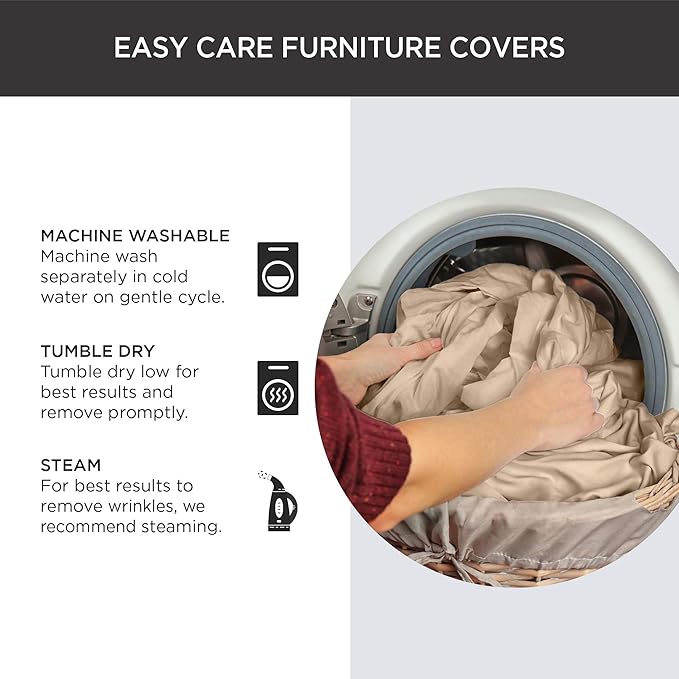 SureFit Cotton Duck Loveseat Box Cushion One Piece Slipcover, Furniture Cover