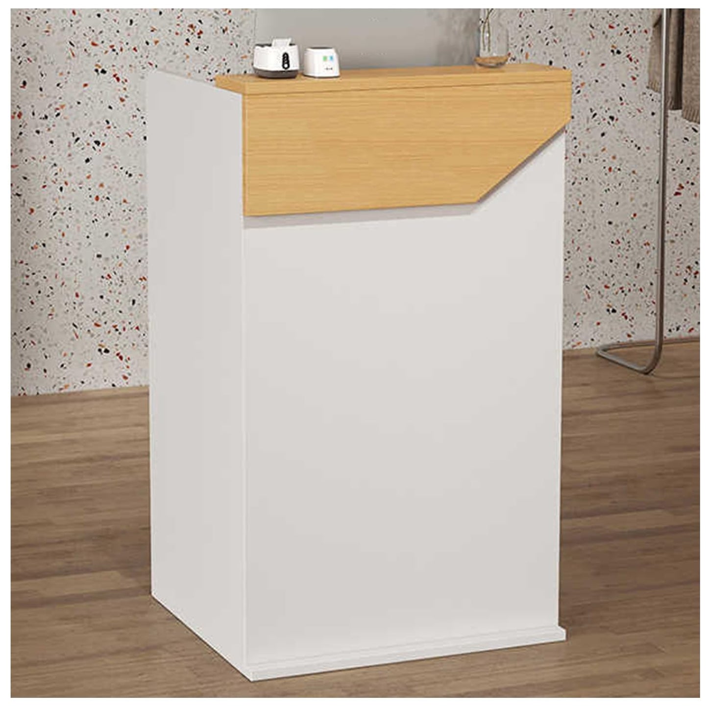 Modern Reception Desk with Lockable Drawers & Storage Cupboard, Lockable Reception Desk with Drawers - Modern Office & Shop Counter Furniture - Stylish Sales Desk for Business, Reception, an
