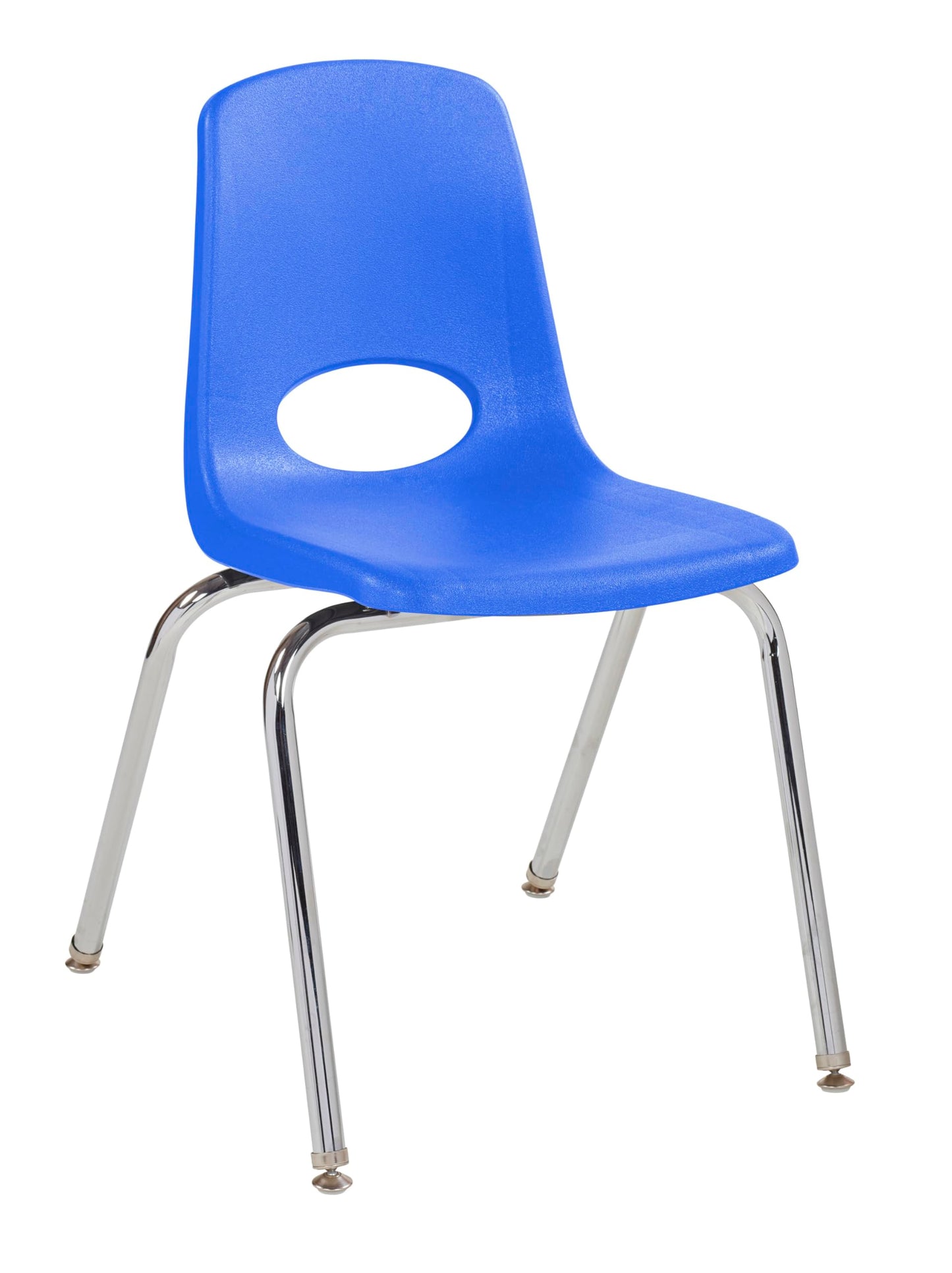 FDP 18" School Stack Chair, Stacking Student Seat with Chromed Steel Legs and Nylon Swivel Glides For In-Home Learning, Classroom or Office - Blue (5-Pack), 10371-BL