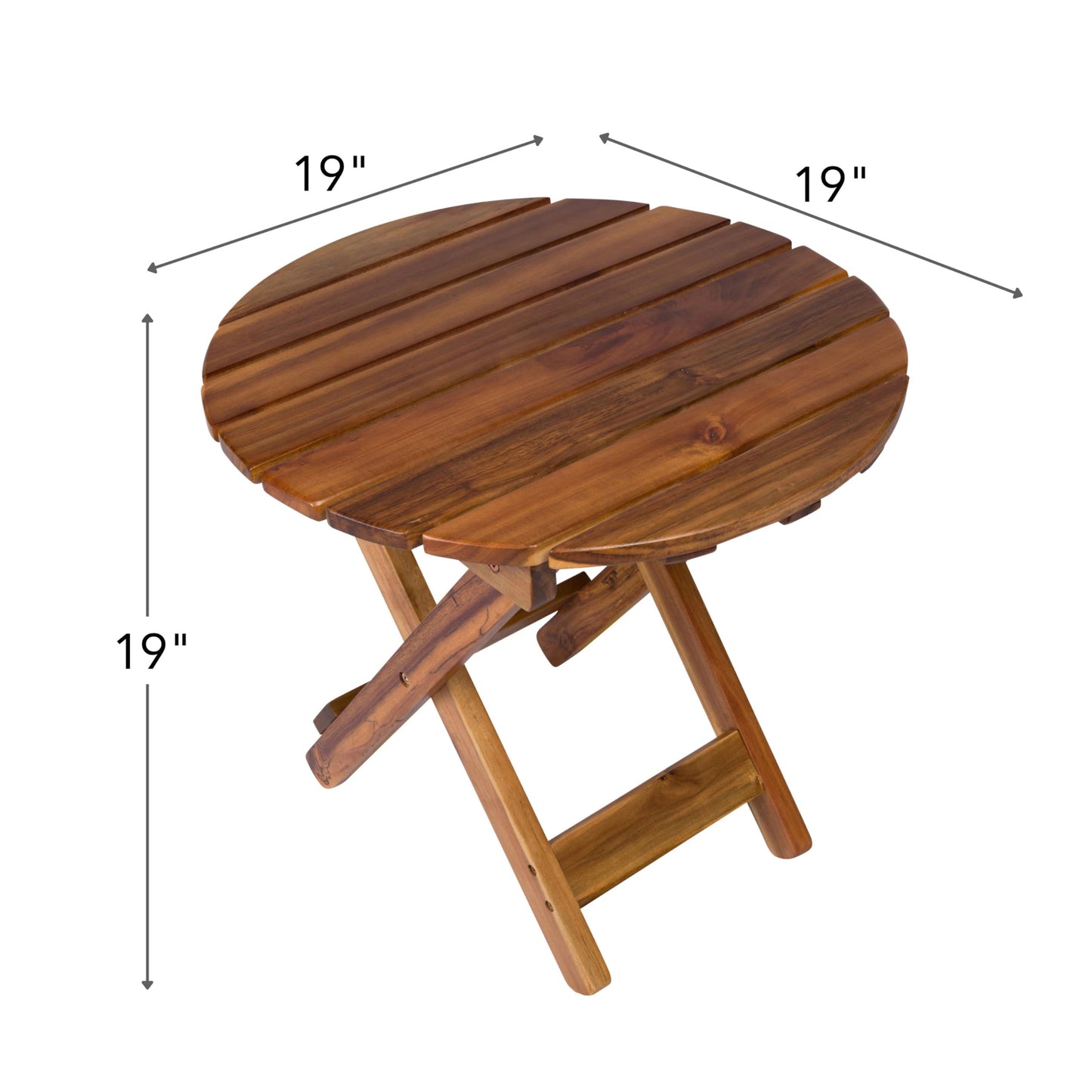 Shine Company Indoor/Outdoor Adirondack Round Folding Acacia Wooden Side Table, White