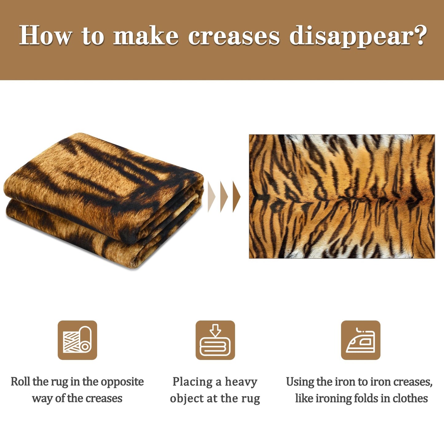 DweIke Tiger Rugs for Living Room, 5x7 Soft Faux Animal Tiger Print Area Rug, Washable Non-Slip Stain Resistant Throw Carpet for Dining Room Office Western Home Decor