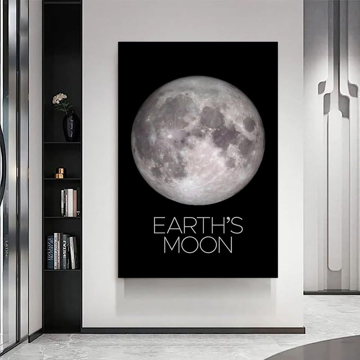 Solar System Planets Canvas Wall Art - Moon Planet Space Poster for Kids Room Bedroom Classroom, STEM Educational Astronomy Decor, Science Gift for Boys Girls, 16x24 Inch Framed