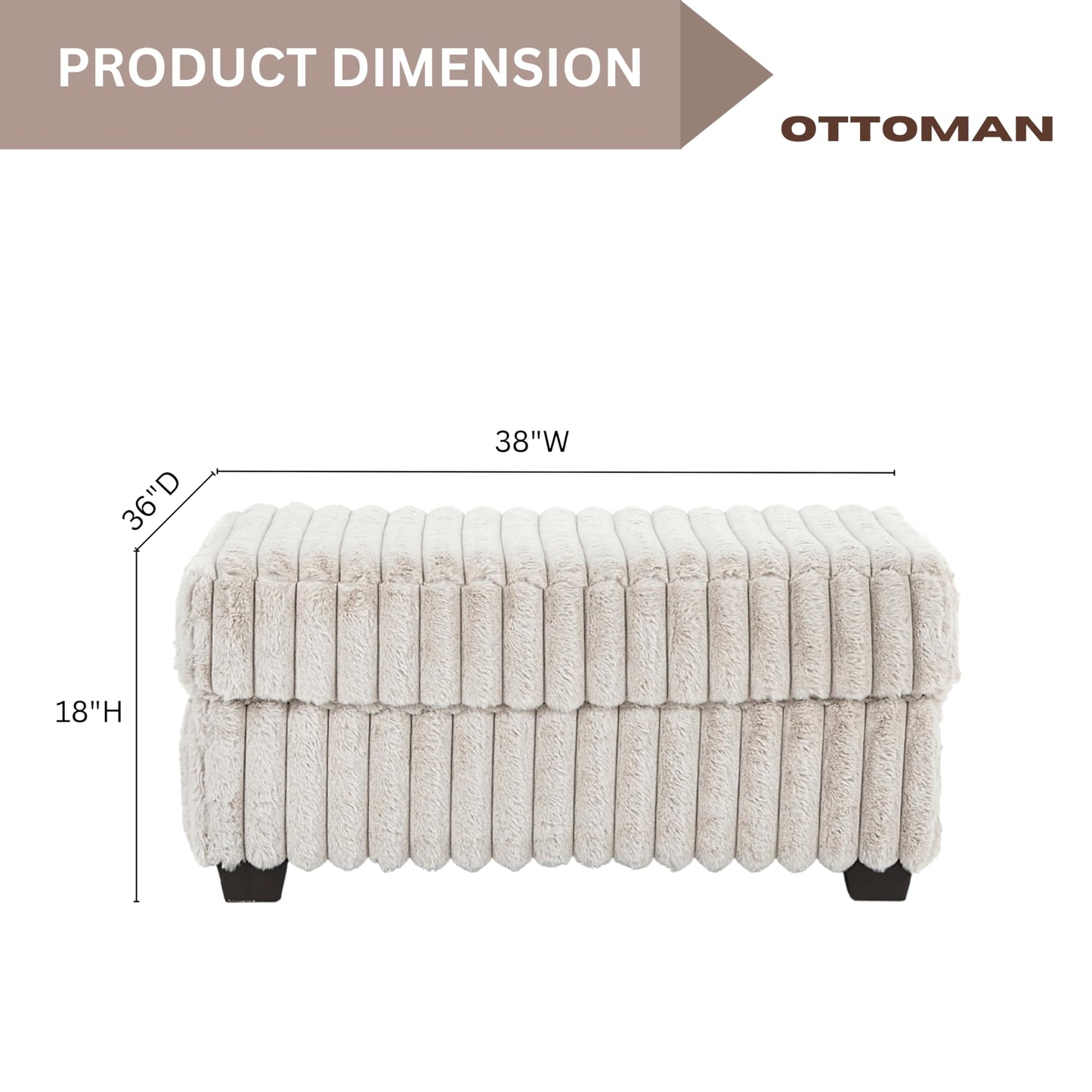Roundhill Furniture Belvoir Accent Cocktail Ottoman, Beige Champagne