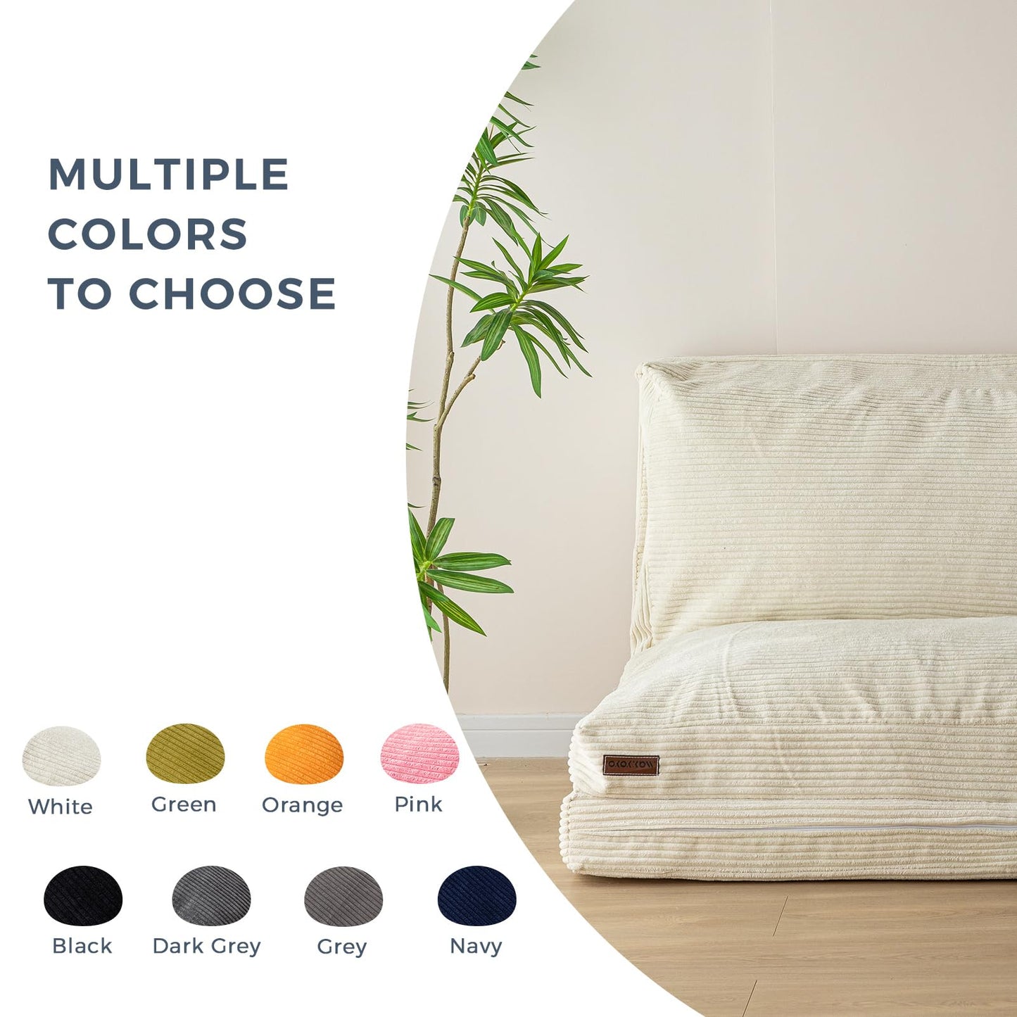 MAXYOYO Folding Sofa Bed, Floor Sofa Convertible Chair with Washable Cover, Floor Couch Lounge Bean Bag Chair Bed for Living Room, Beige, 30x91 Inch
