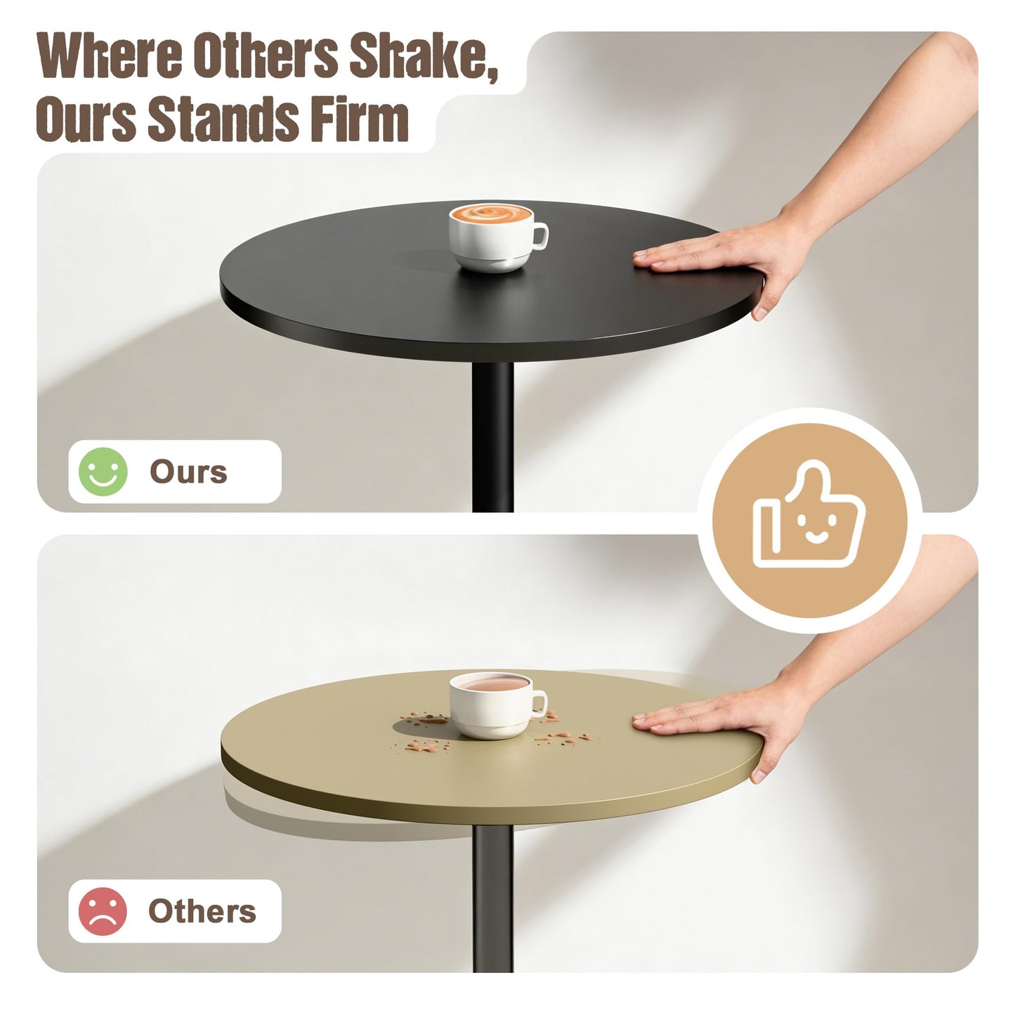 Furmax Bistro Pub Table Round Bar Height Cocktail Table for Home Bar, Round Bar Tables for Party, Dining Room, Living Room and Wedding, Metal Base MDF Top Obsidian, 40.6 Inch Height (1, Dark Black-1)