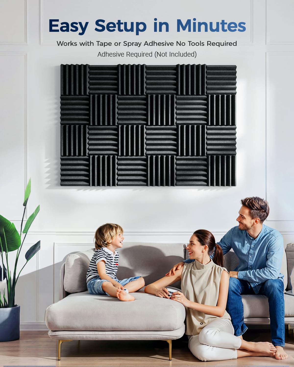 GUERRI 24 Pack Acoustic Foam Panels 12" x 12" x 3.2" Wedges Design Sound Proof Foam Panels High Density Sound Absorbing Foam Echo Reduction for Wall, Home Studio, Recording & Gaming