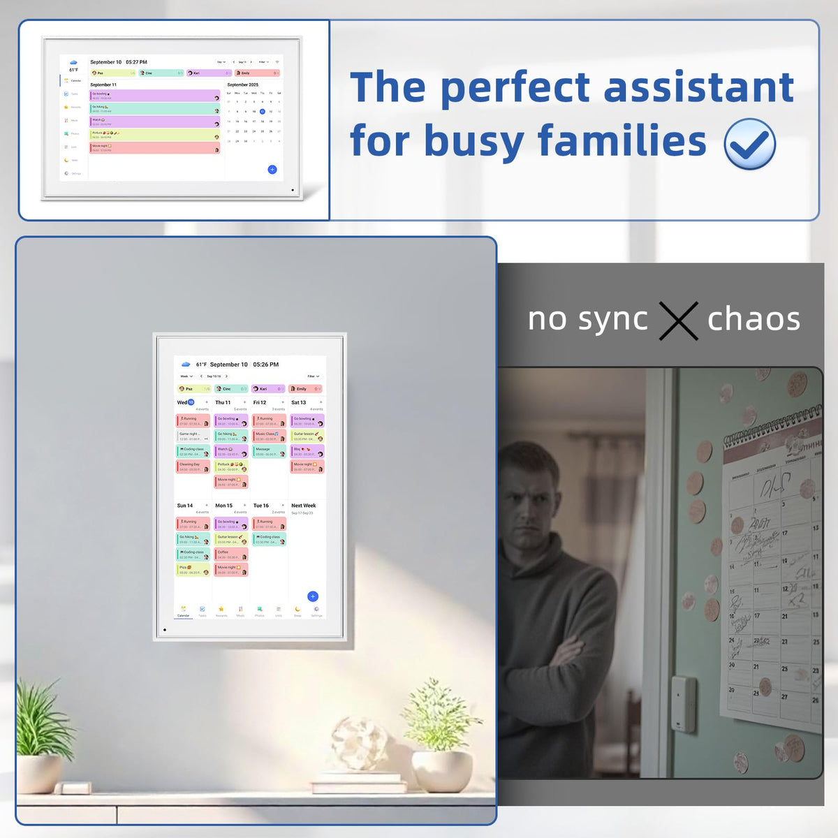 21.5 Inch Digital Calendar Wall Touch Screen, Smart Electronic Calendar with Digital Photo Frame, Family Planner & Chore Chart Reward System, Sync Google iCloud Outlook, Gift for Mom Women