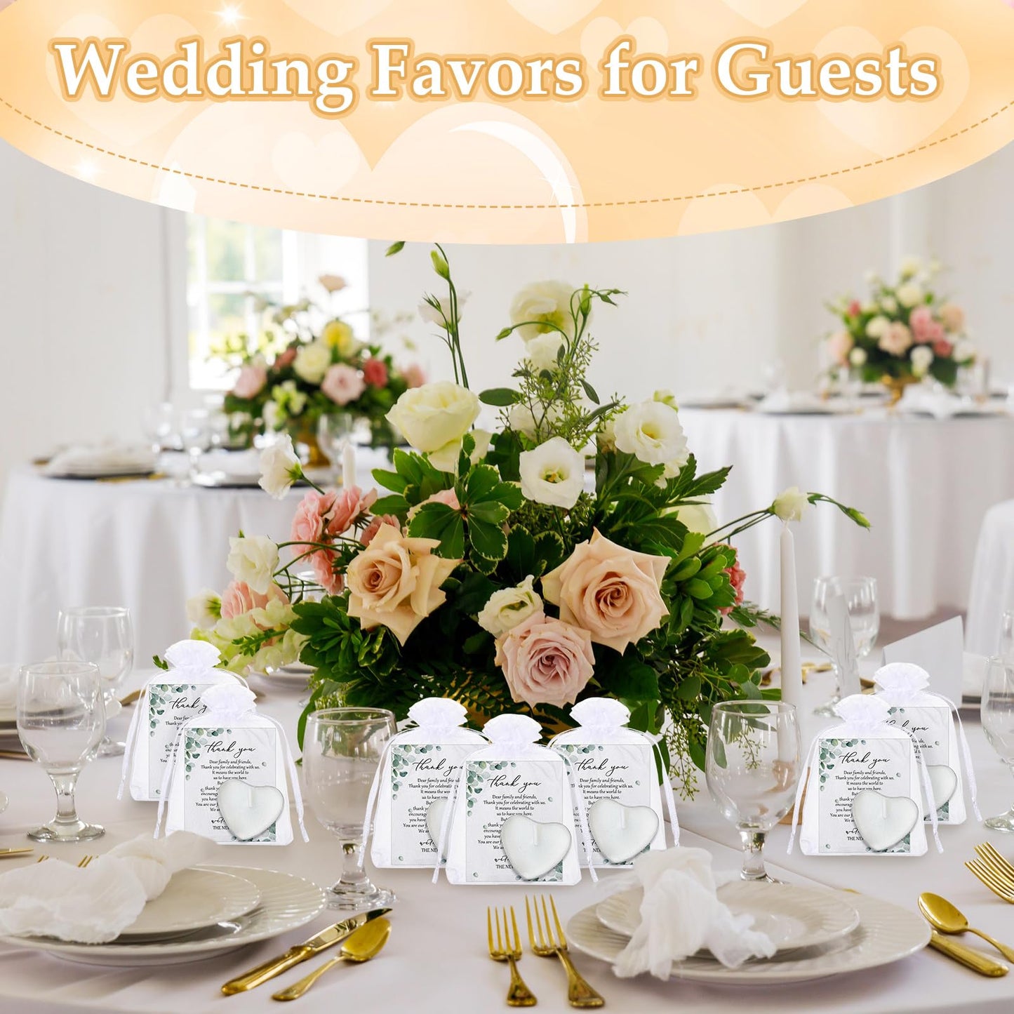Threlaco 200 Sets Wedding Favors for Guests Bulk Mini Heart Shaped Candles Wedding Party Favors for Guests with Thank You Cards and Organza Bags Bridal Shower Party Souvenir Candle Gifts