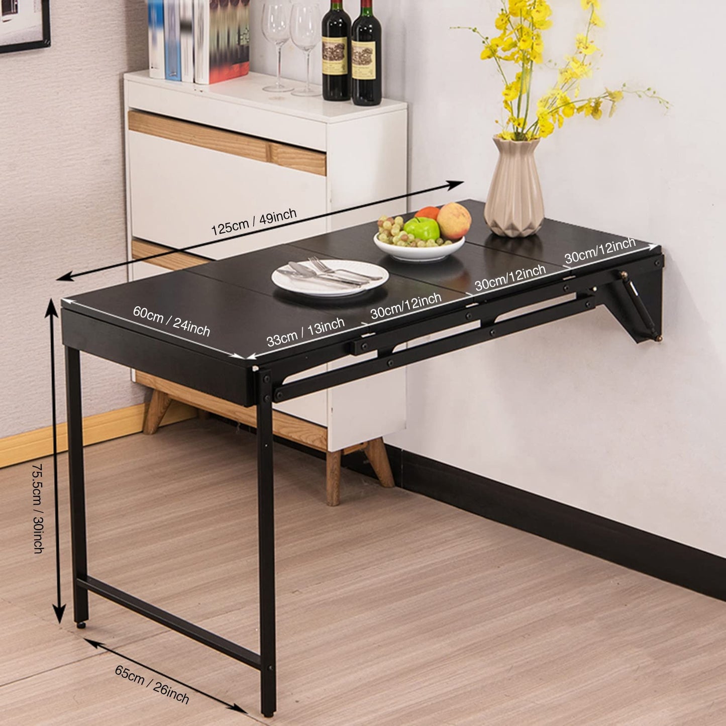 Wall Mounted Desk,Folding Kitchen Murphy Table, Special Design Multi-Function Work Table, Floating Shelves,Laundry Folding Table,Convertible Shelf Dining, Space Saving Wooden Computer Desk (Color :