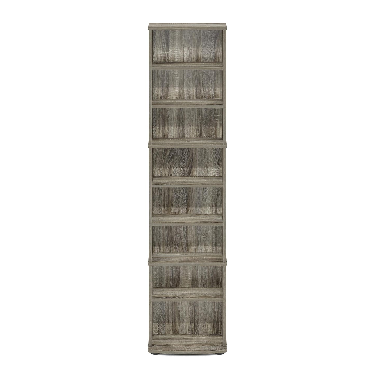 Furinno Jaya DVD Shelf, 8-Tier Tall Narrow CD Rack, Media Shelf with Adjustable Shelves, DVD Storage Cabinets for CD Blueray Game Disc, Easy Assembly, for Living Room, Home Office, French Oak