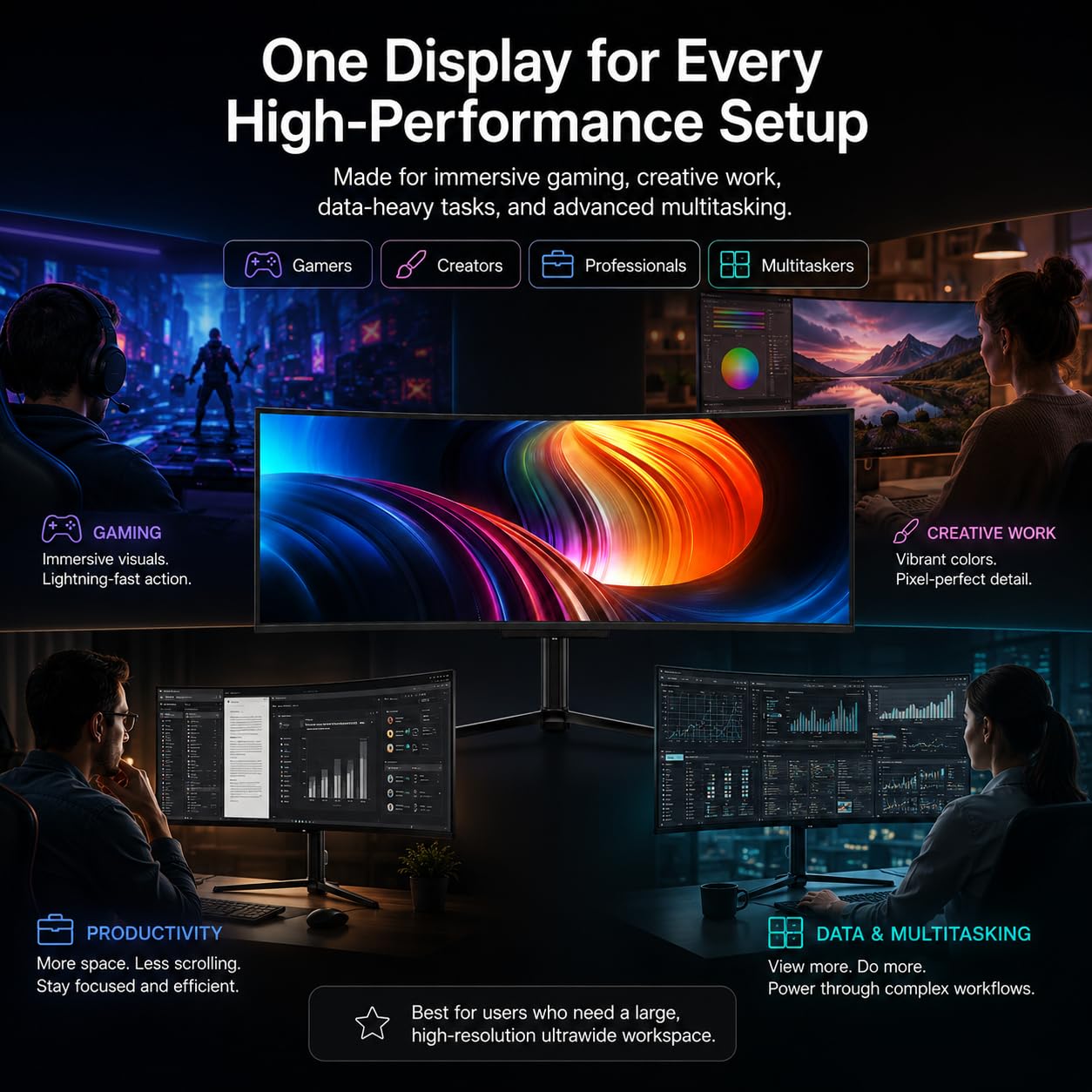 Deco Gear 49" QD-OLED 240Hz Curved Ultrawide Gaming Monitor - 5120×1440 DQHD, 32:9 Dual-QHD Display, 0.03 ms Response, HDR400 True Black, 90W USB-C, KVM, Adaptive Sync, RGB Lighting