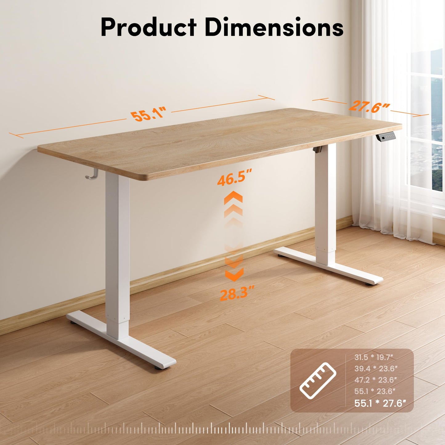 FEZIBO One-Piece Standing Desk, 55"x28" Seamless Tabletop Electric Height Adjustable for Home Office, Study Rooms & Multi-Device Workstations, Maple