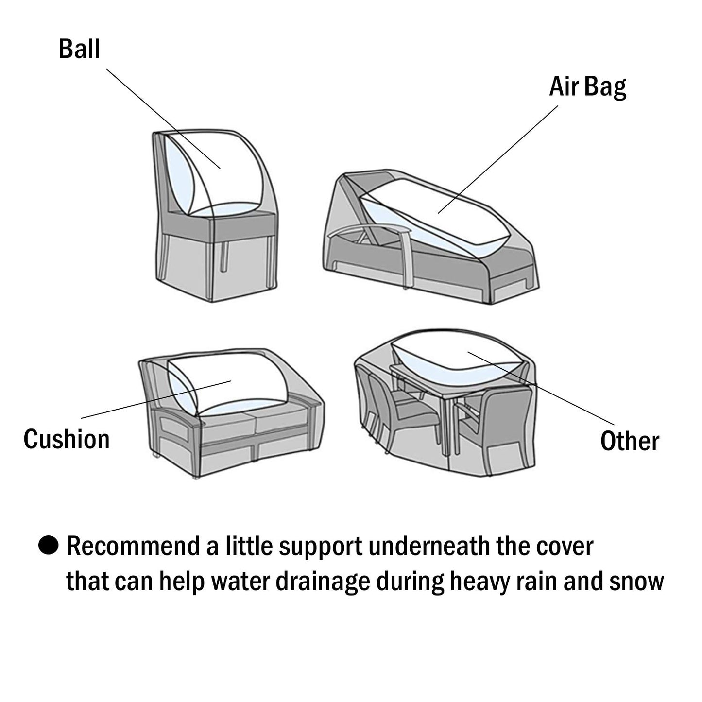 F&J Outdoors Heavy Duty Waterproof UV Resistant I Shape 3Seater Patio Sofa Cover, Grey, 82" W x 39" D x 36" H