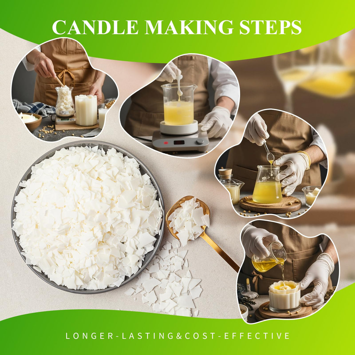 2.5LB Soy Wax for Candle Making β Natural Wax Supplies for DIY Candles, Container & Tealight Craft Use, Fast Melting and Smooth Finish for Frequent Makers (1.1kg / 40 oz)