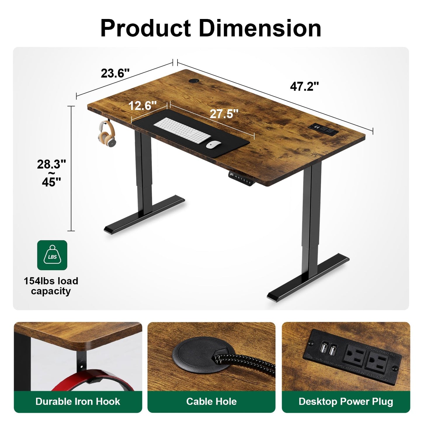 COMHOMA Small Standing Desk Adjustable Height & Tiltable Tabletop, Mobile Stand Up Desk for Laptop, Portable Computer Table for Home Office Work and Walking Pad Treadmill, Height 30.7"-46.4", Tan