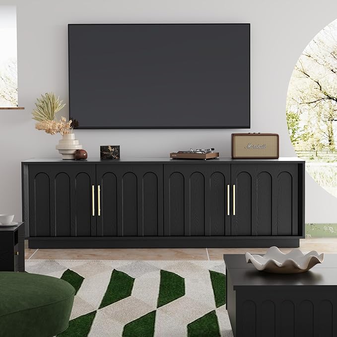 FORTUNETEC TV Stand for 75 Inch TV, Minimalist Media Console