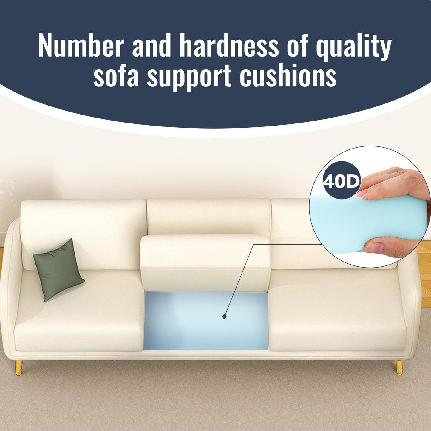 CAVENLLI Couch Cushion Support for Sagging Seats, 20”x 20”x 2” Trapezoidal Design Cushion Supports for Sagging Cushions, Perfectly Discreet Couch Support (Blue Arc, Normal)